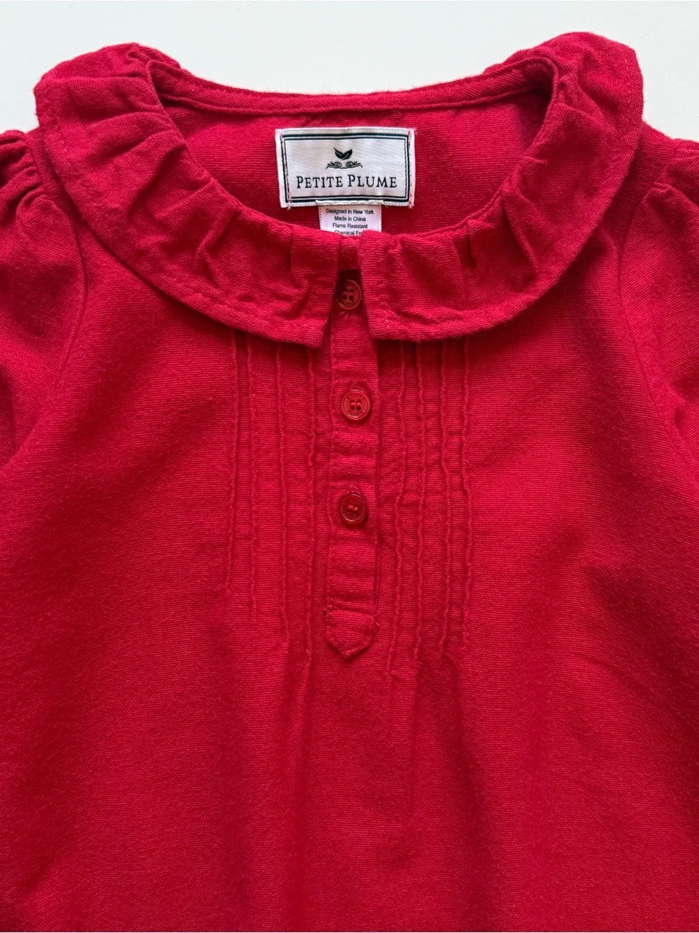 Petite Plume Girl's Flannel Victoria Nightgown in Red - Size 4